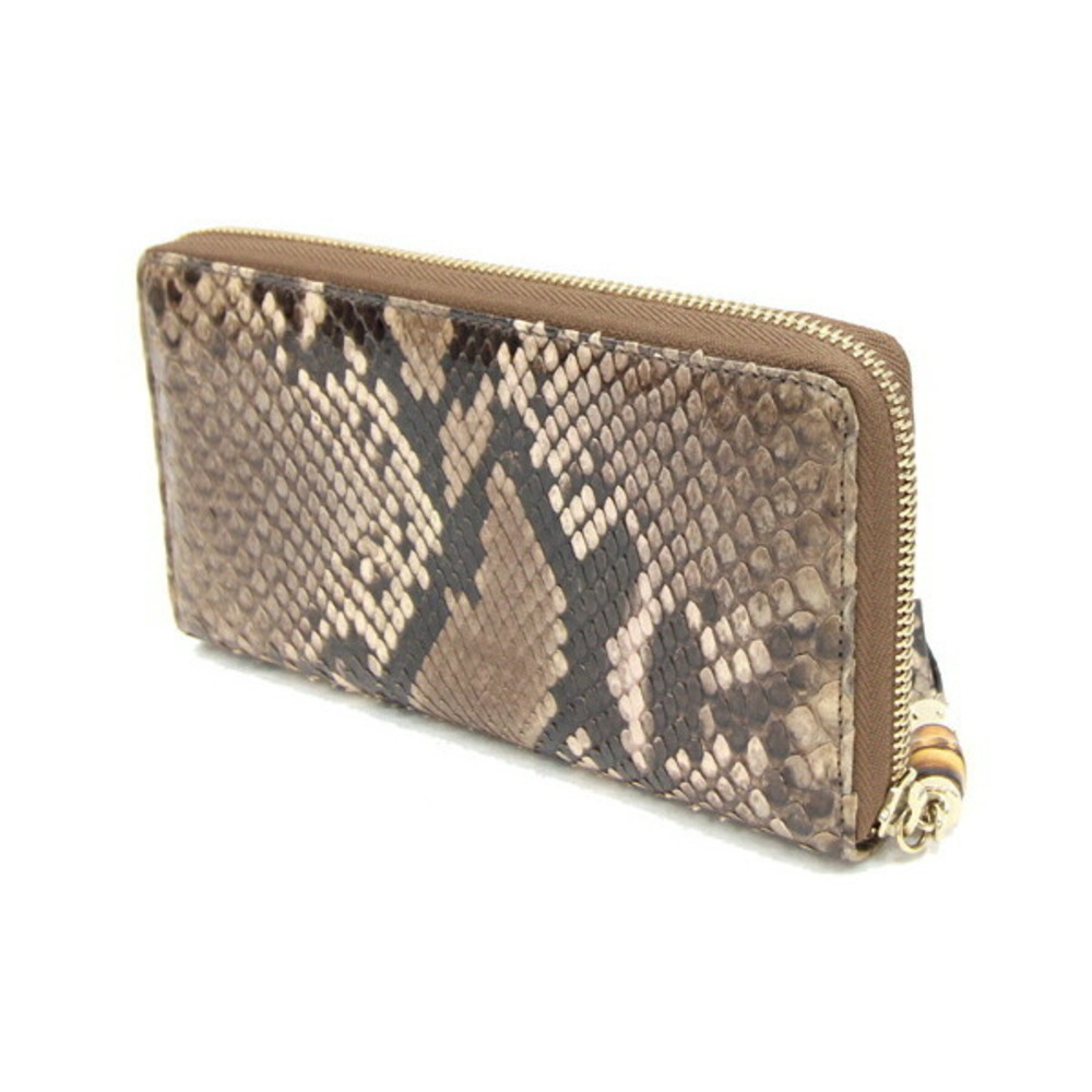 Gucci Zip Around Long Wallet Brown Python Bamboo … - image 2